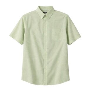 Chaps Easy Care Button Down Shirt XXL Green Micro Print Short Sleeve Classic Fit